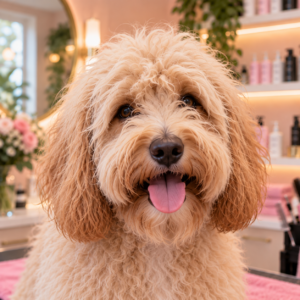 Een verzorgde witte hond