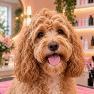 Een verzorgde witte hond